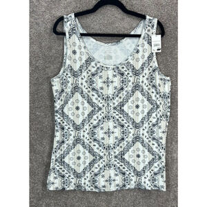 Cato Top‎ Womens 18-20W Blue White Paisley Sleeveless Modal Blend Tank NWT